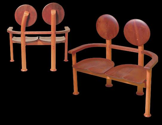 Loveseat, mahogany, padauk